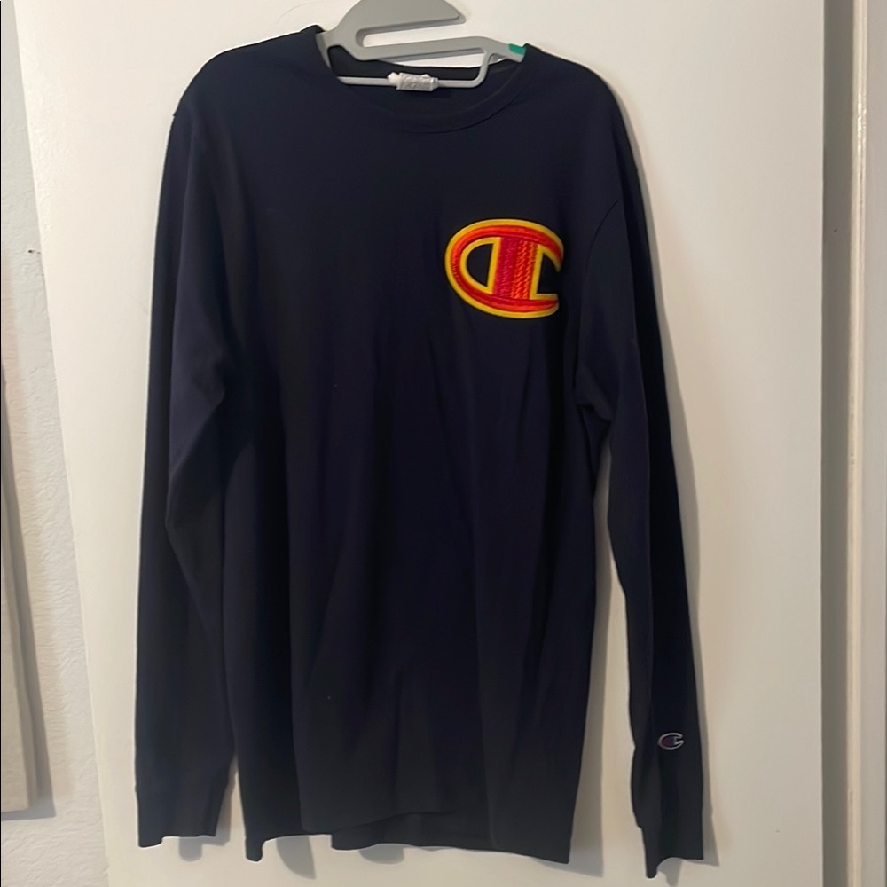 Champion Black Long Sleeve Shirt with Logo
